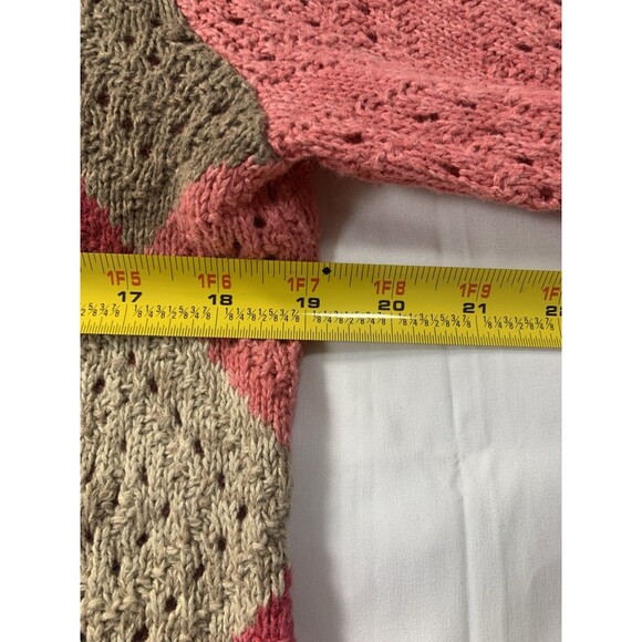 Christopher & Banks Pink Patchwork Knit Sweater Zip Cardigan Medium Fall Winter - Picture 4 of 7